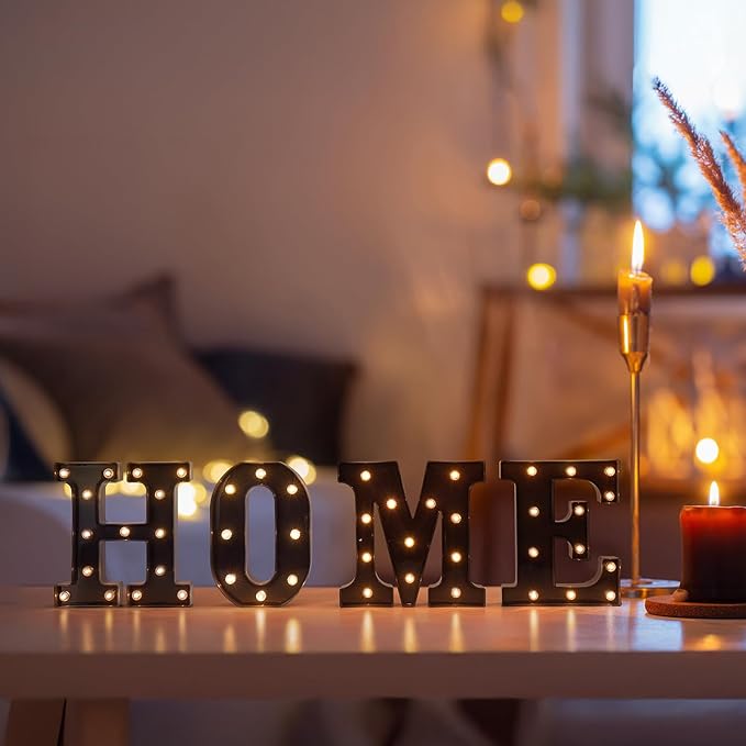 Foaky Black LED Letter Lights for Room Decor - Bedroom Wall Decor, Alphabet Lights for Home, Wedding, Party - Battery Operated （S）