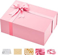 Large Pink Gift Box with Lid: 13.5×10×5 Inches - Strong Magnetic Closure for Valentines Birthdays Wedding Gifts – Perfect for Couples Friends Family
