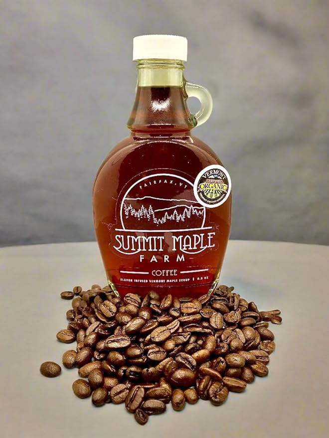 Summit Maple Farm Organic Coffee Infused Vermont Maple Syrup - Organic Pure Vermont Maple Syrup | Breakfast | 8 fl oz