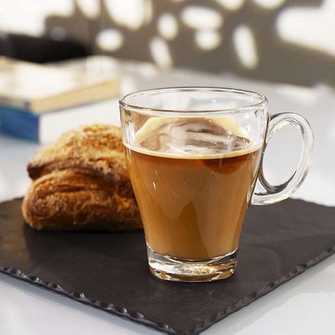 LEMONSODA Clear Large Glass Coffee Mug with Handles for Hot Beverages, Clear Mugs for Espresso, Tea, Cappucino, Latte, Juice (8.75 oz, 10.5 oz, 12 oz) (12 oz, Set of 48)