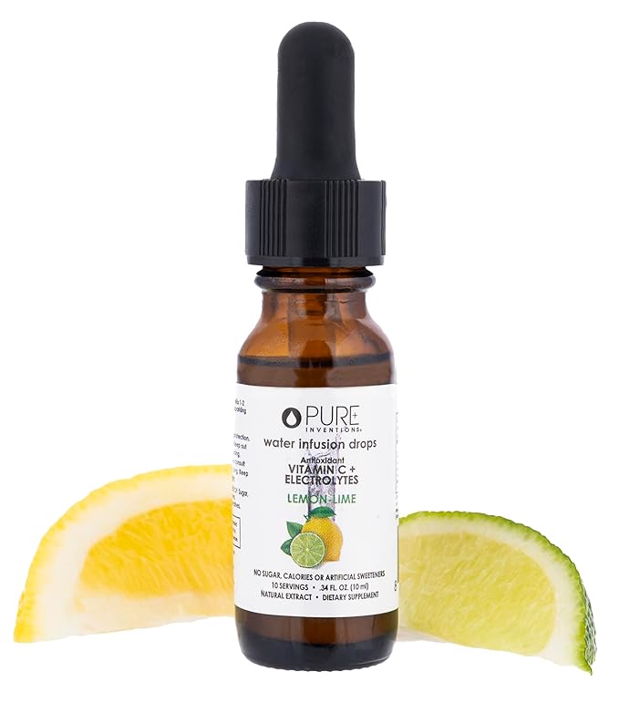 Pure Inventions - Lemon Lime Water Infusion Drops - Antioxidants, Vitamin C & Electrolytes - Health & Wellness Drink - Immunity Support -Sugar Free, Zero Calorie, No Artificial Sweeteners -12 Servings