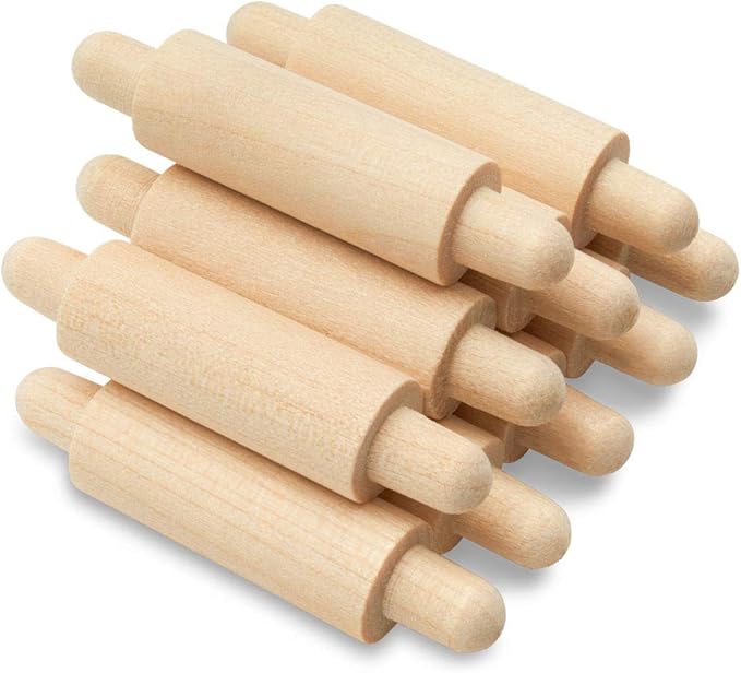Wooden Mini Rolling Pin, 1-5/8 inches, Pack of 25, Perfect for Scrapbook Projects, Miniatures, Party Decor, and Crafts, by Woodpeckers