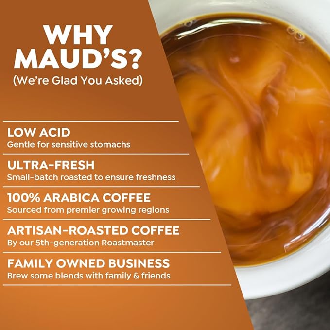 Maud's Decaf Salted Caramel Flavored Coffee Pods, 18 ct, Decaffeinated Medium Roast Flavored Coffee in Recyclable Single Serve Pods – 100% Arabica Beans, Compatible with Keurig K Cups Maker
