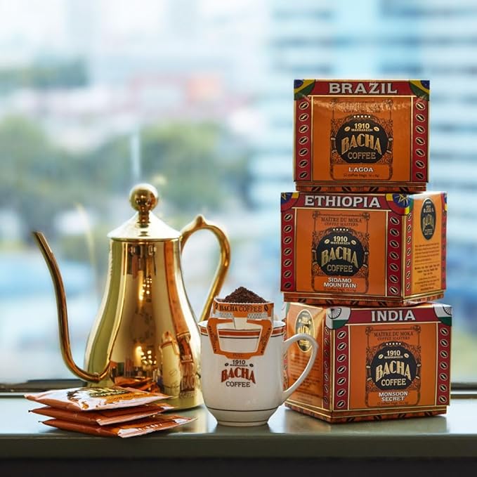 Bacha Coffee | Mount Everest Nepal Single Origin Arabica, 100% Arabica Specialty Coffee, 12 Coffee Drip Bags, Gift Box
