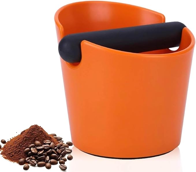 5 Inch Coffee Knock Box Shock-Absorbent Durable Barista Style Knock Box With Removable Knock Bar and Non-Slip Base Gift (S-Orange)