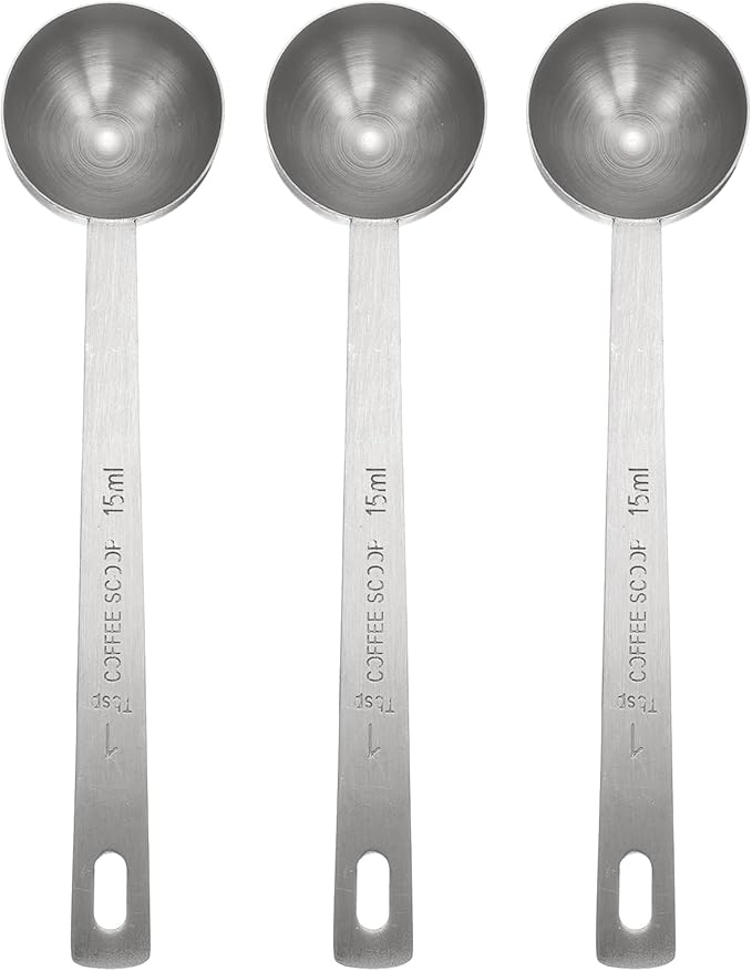 HARFINGTON 3pcs Coffee Scoop Spoon 1tbsp (3tsp, 15ml) 304 Stainless Steel Long Handle Teaspoon/Tablespoon Measuring Spoons Scoops for Tea Sugar Kitchen, Silver