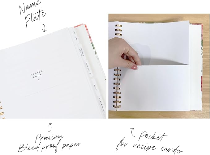 Itsy Belle Studio Make Your Own Cookbook – Blank Recipe Book to Write in Your Own Recipes | Hidden Spiral Bound Personalized Recipe Binder with back pocket & Conversion Charts | Holds 240 Recipes