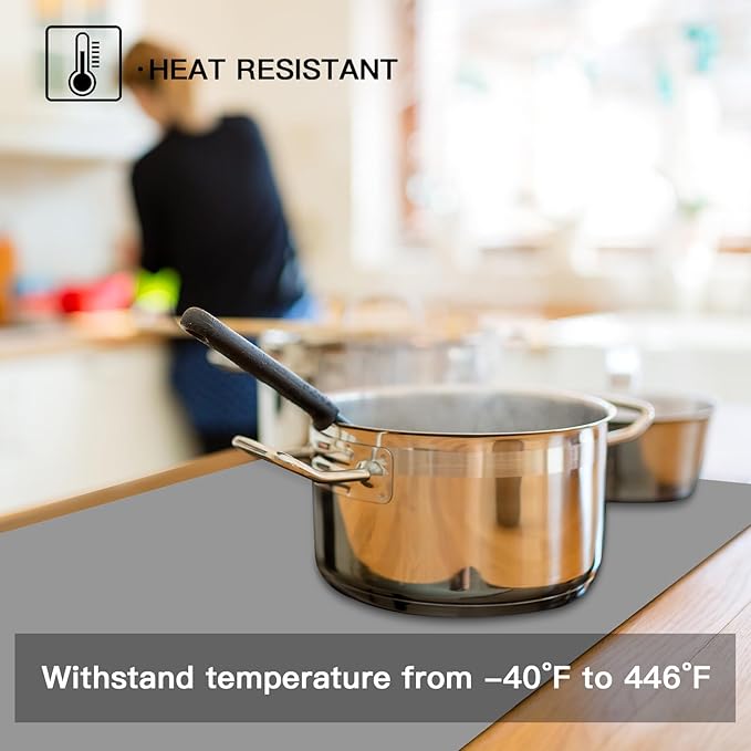 Silicone Mats for Kitchen Counter, 47.3"x23.6"x0.08" Largest Heat Resistant Mat Kitchen Island 2MM Thick Waterproof Countertop Protector Mat Nons-slip Extra Large Counter Mat (Light Gray)