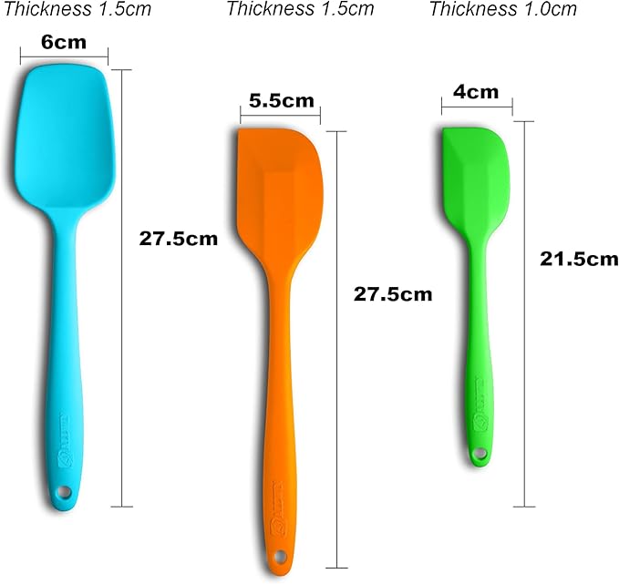 Silicone Spatula 3-piece Set, Ergonomic Handle High Heat-Resistant Spatulas, Non-stick Rubber Spatulas with Stainless Steel Core