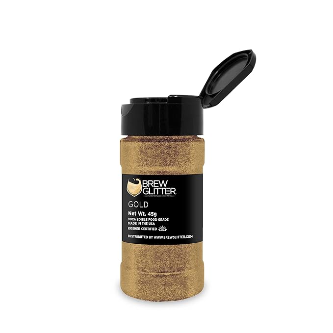 Gold BREW GLITTER Edible Glitter For Drinks, Cocktails, Beer, Garnish Glitter & Beverages | KOSHER & HALAL Certified | 100% Edible & Food Grade | Vegan, Gluten, Nut Free (45g Shaker, Gold)