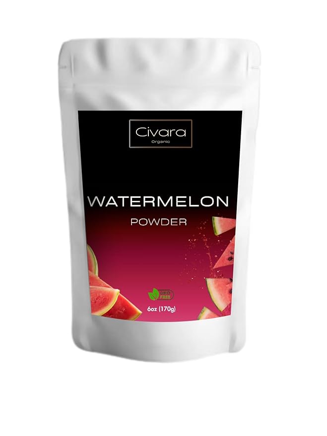 Civara Organic Watermelon Powder, 6oz & 12oz | 100% Natural Fruit Powder | No Sugar & Additives | Great Flavor for Drinks, Smoothie, Beverages | USDA Organic | Vegan | Gluten Free (6 Ounces)