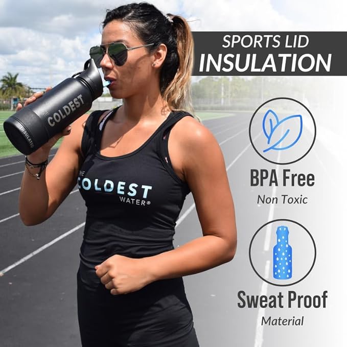 Coldest Insulated Water Bottle with Straw Lid - Stainless Steel Metal Insulated Bottle for Men & Women (Galactic Blue Glitter, 18 oz)