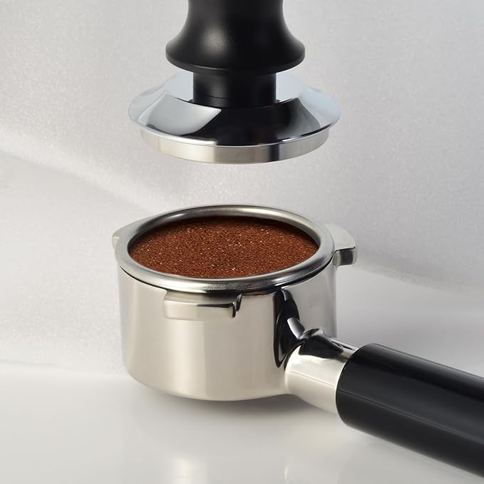 53mm Espresso Tamper - Calibrated Coffee Tamper with Spring Loaded 30lb Pressure, Tamper Tool Espresso with Flat Stainless Steel Base, Black