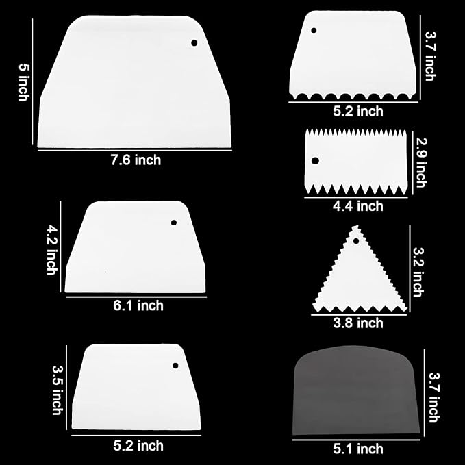 Anvin Cake Scraper Smoother Cake Icing Tool Set, Plastic Scraper Cake Frosting Scraper Smoother Combo for Buttercream Edge Decorating Cake Smoother Flexible for Baking Birthday DIY Kitchen (10 Pcs)