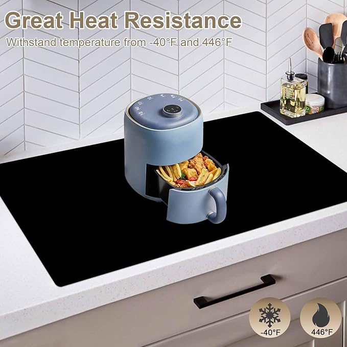 78.7" x 15.7" Large Silicone Mats for Kitchen Counter, Large Heat Resistant Countertop Protector Mat, Non-Slip Waterproof Craft Mat, Black