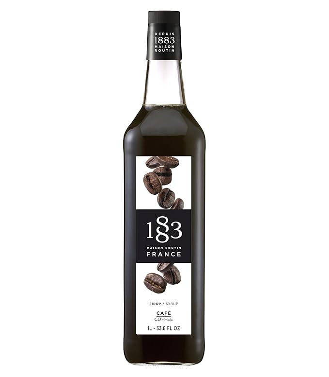 1883 Coffee Syrup, Coffee Syrup for Drinks, Made in France, 1 Liter Glass Bottle