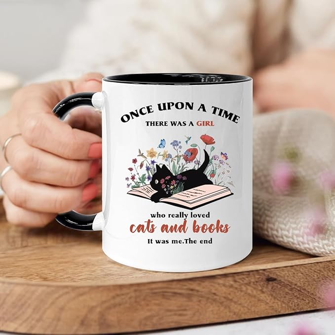 Book Lovers 11oz Coffee Mug, Bookish Gifts for Readers, Christmas Gifts for Book Lovers, Book Club Gifts, Cat Lover Gifts, Gifts for Librarians Her Best Friend