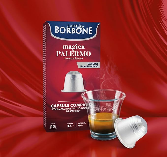Caffe Borbone Aluminum Coffee Pods Compatible with Nespresso Original Machines, Magica Palermo, Medium Roast, Intense and Full-Bodied, Genuine Italian Coffee - NOT compatible with Vertuo - 100 Count