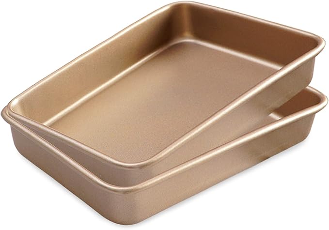 2 Pack 11 Inch Baking Sheet Pans, Deep Size Baking Pan Nonstick Cookie Sheet Brownie Cake Pan Bread Pan Toaster Oven Tray Bakeware, 11x9x2 Inches, Easy Clean & Food Safe (11 x 9 x 2")
