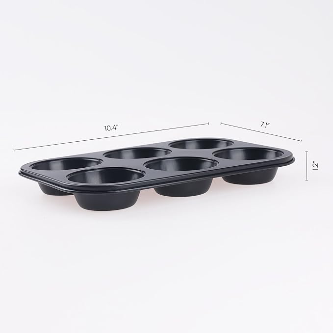 Muffin-Pan for Baking, Nonstick Cake Pan 12 Cups, 3 Pack Cup Premium Cheesecake Pans, Cupcake Baking Pan for Oven 10.4 * 7.1 * 1.2in Black
