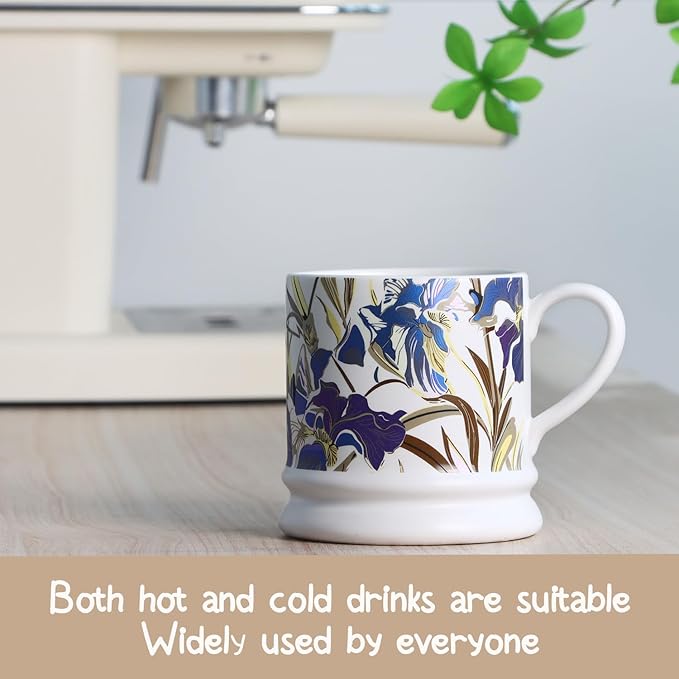 Ceramic Coffee Cappuccino Mug, 13 oz Classical Flower Mugs Vintage Floral Cups Aesthetic Mug Tea Cup, Perfect for Tea, Cocoa, Latte - Gifts for Women Men Dad Mom (White)