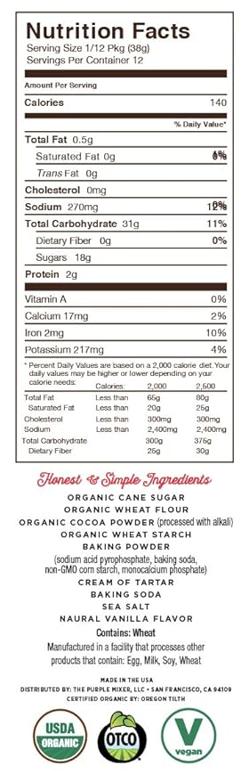 Miss Jones Baking Organic Cake and Cupcake Mix, Non-GMO, Vegan-Friendly, Moist and Fluffy: Chocolate (Pack of 1)
