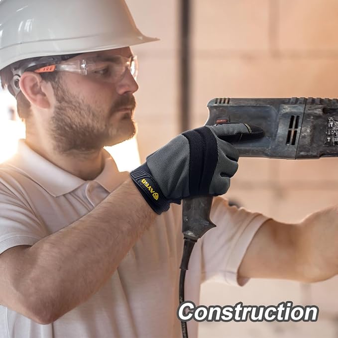 KAYGO Work Gloves For Men, KG125M Mechanic Utility Work Gloves for All Purpose, Excellent Grip, Heavy Duty, Improved Dexterity, Touch Screen,2X-Large
