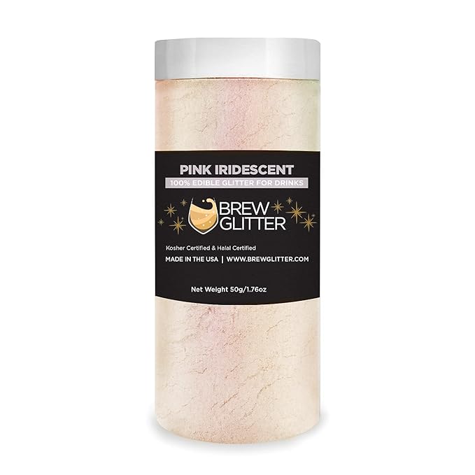 Brew Glitter - Pink Iridescent (50g 1x Jar) | Edible Glitter for Drinks, Cocktails, Beer, Garnish & Beverages