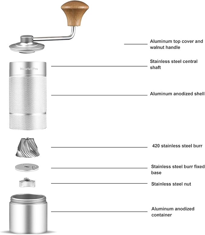 M6 Manual Coffee Grinder,Conical Hexagonal Burr & Double Bearings for Smooth Grinding,Portable Mini Hand Coffee Grinder for Espresso Pour Over French Press at Home or Camping Travling