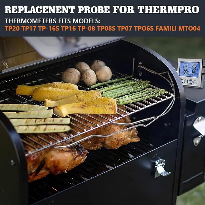 Meat Thermometer Probe Replacement for Thermopro Thermometers TP04, TP06, TP06S, TP07, TP07S, TP08, TP08S, TP09, TP09B, TP10, TP16, TP-16S, TP17, TP20, TP25, 2.5mm