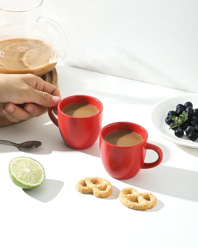Hasense Ceramic 3 OZ Espresso Cups, Porcelain Espresso Demitasse Cups Set of 4 for Double shot, Lungo and Ristretto, Tiny Italian Expresso Shot Coffee Mugs for Home and Office, Red