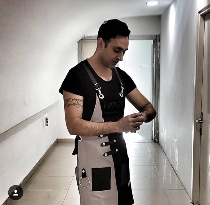 Apron for Women and Men Waterproof Canvas Extra Pocket for Chef Barista Gardening BBQ Grilling Crossback Unisex