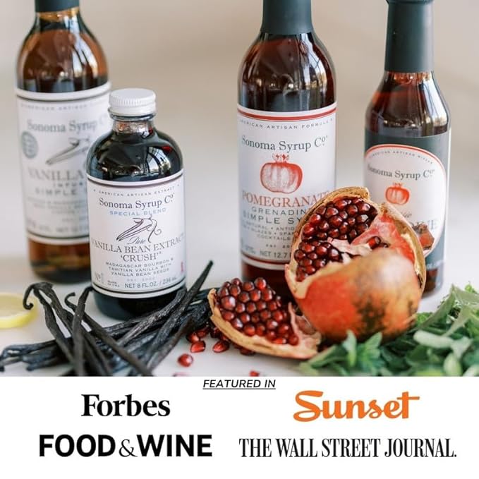 Sonoma Syrup Co Pomegranate Grenadine Simple Syrup, 12.7 oz for Cocktails, Tea, and Baking