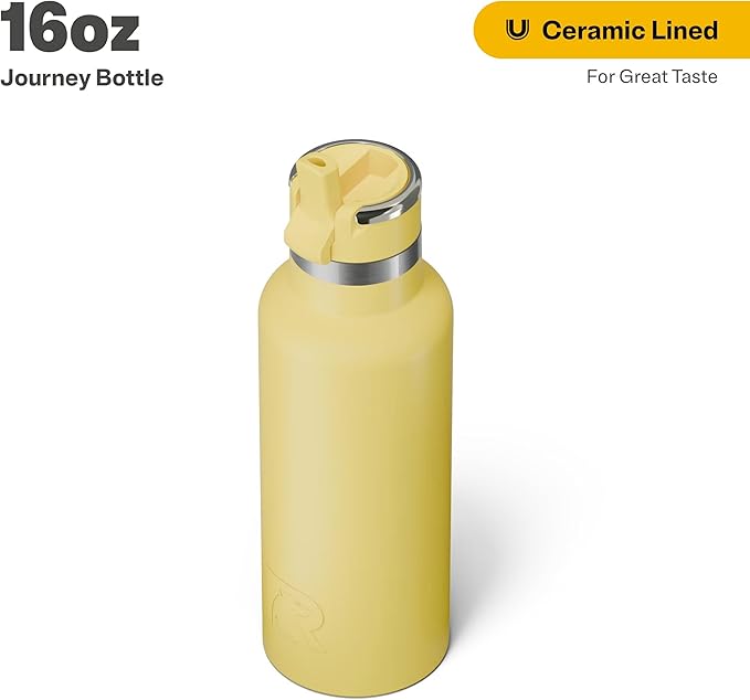 RTIC 16oz Journey Bottle Metal Stainless Steel Vacuum Insulated, BPA Free, Reusable, for Water, Hot and Cold Drinks, Travel, Sports, Camping, Sunlight
