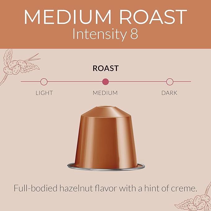 Camilla’s Heritage - Intensity 8 Hazelnut Flavored Espresso Coffee, Gourmet Espresso Cups, 60 Coffee Pods