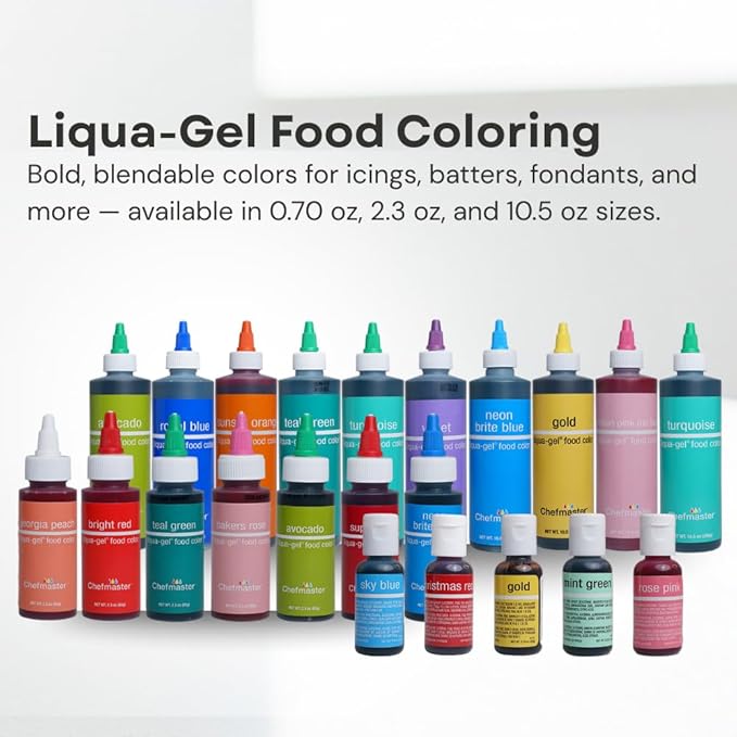 Chefmaster Sky Blue Liqua-Gel® Food Coloring | Vibrant Color | Professional-Grade Dye for Icing, Frosting, Fondant | Baking & Decorating | Fade-Resistant | Easy-to-Use | Made in USA | 2.3 oz