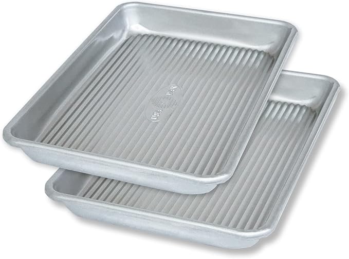 USA Pan Bakeware Mini Sheet Baking Pan Warp Resistant with Nonstick Quick Release Coating, Aluminzed Steel, Set of 2