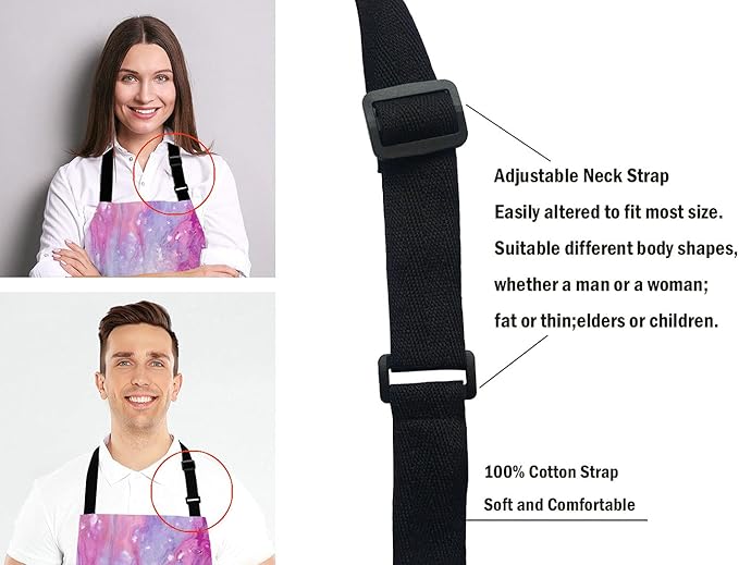 Purple Marble Pattern Bib Apron with Adjustable Neck for Men Women,Suitable for Home Kitchen Cooking Waitress Chef Grill Bistro Baking BBQ Apron