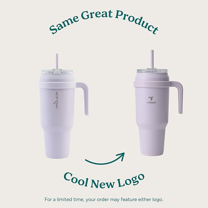 Reduce 50 oz Stainless Steel Tumbler with Handle - Dual-Wall Vacuum Insulated Travel Mug, Sweat-Proof Lid & Reusable Straw - Keeps Drinks Cold for 24 Hrs, Fits Cupholders, Dishwasher Safe - Crisp Mint