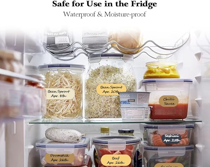 192pcs Removable Waterproof Food Labels with 2 Markers, Write-on Colored Chalkboard Kitchen Sticker Labels for Food Storage Containers, Spice Jars Bottles, Home Pantry Organization