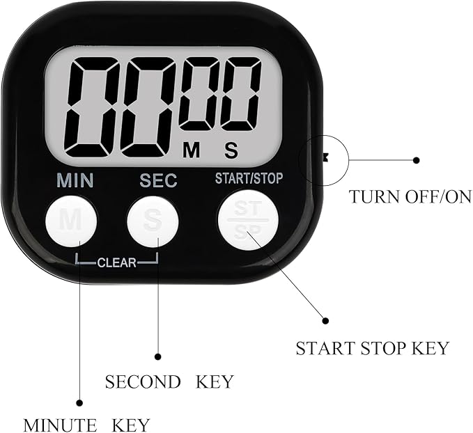 ZILLEEN Classroom Timer for Kids Teachers Digital Timers, Black White 6 Pack