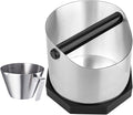 Coffee Knock Box, Large Capacity Espresso Knock Box with Non-Slip Base, Coffee Measuring Cup,Coffee Puck Knock Box Stainless Steel for Espresso Machine Coffee Grounds (Silver)