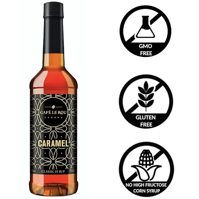 "NEW" Café Le Rou Caramel Classic Syrup - 25.4 oz, 1 Pack with 1 Gold Pump Dispensers 25.4 Fl Oz (Pack of 1)