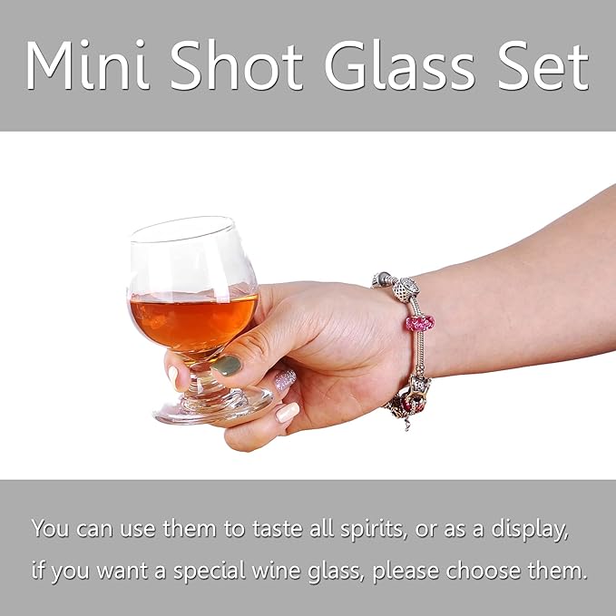 3.5oz Shot Glass Set of 6 - Clear, Cute Glasses Perfect for Tasting Brandy - Glass Snifters