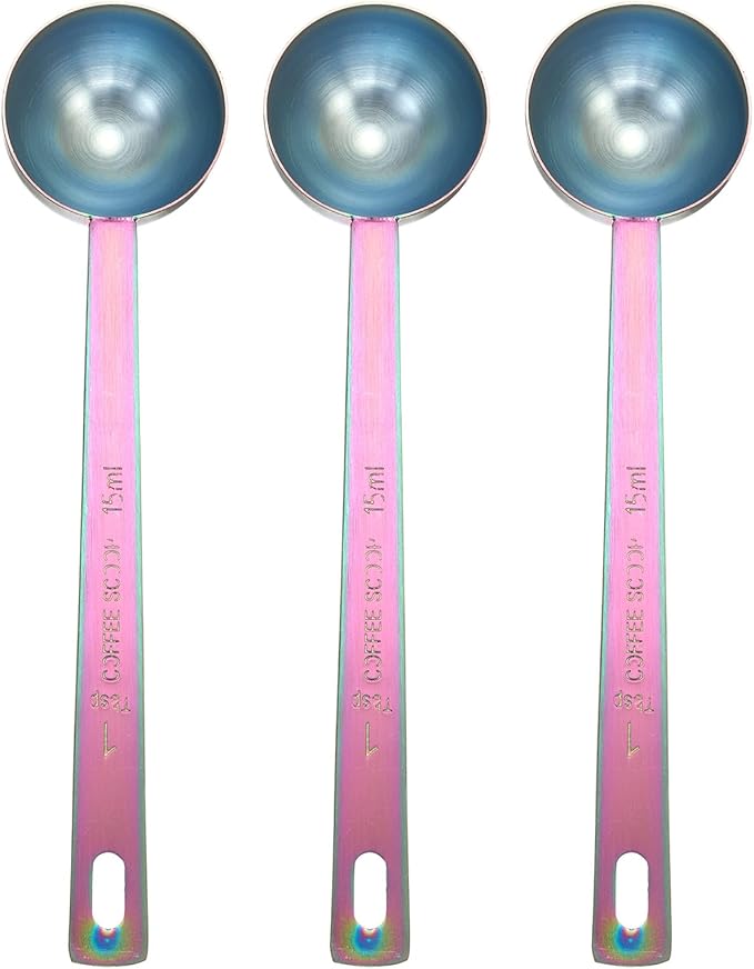 HARFINGTON 3pcs Coffee Scoop Spoon 1tbsp (3tsp, 15ml) 304 Stainless Steel Long Handle Teaspoon/Tablespoon Measuring Spoons Scoops for Tea Sugar Kitchen, Multicolor