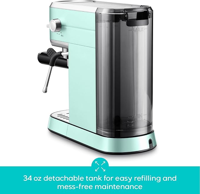CASABREWS CM5418 Espresso Machine 20 Bar, Cappuccino Machine with Milk Frother Steam Wand, Stainless Steel Espresso Maker for Home, Espresso Coffee Machine with 34oz Removable Water Tank, Pastel Green
