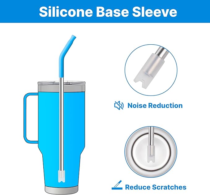 Stainless Steel Straws for 42 oz YETI Tumbler, 4 Pcs Metal Straws Reusable with Silicone Tip for 42 oz YETI, 30oz Stanley Cup(Color 3)