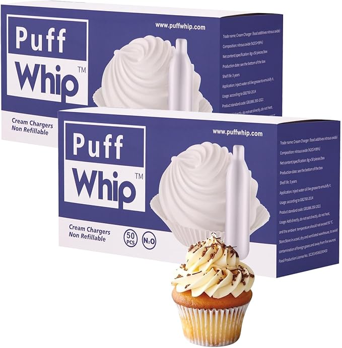 Whipped Cream Chargers - 8g Whip Cream Charger Cylinder Food Grade Original Flavor With Long Shelf Life, Premium Leak Proof Steel, Perfect for Desserts, Cake, Beverages and Gourmet Dishess