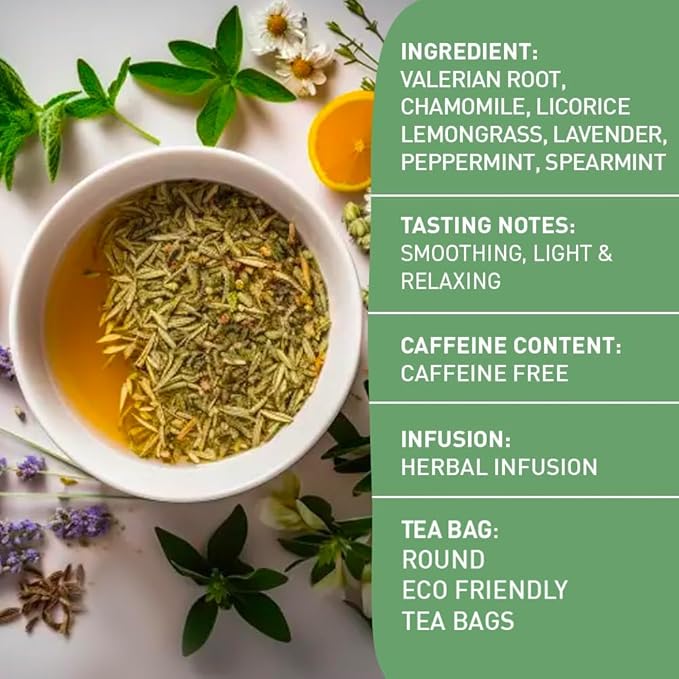 HANDPICK, Good Night Tea Bags (100 Count) Night Time Herbal Tea | Caffeine Free | Floral Blend - Lavender, Chamomile, Peppermint | Natural Tea, Perfect for Bedtime