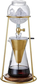 Nispira Iced Coffee Cold Brew Drip Coffee Maker Stainless Steal in Gold Color | 400mL | Borosilicate Glass